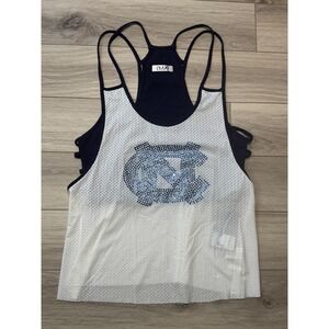 Nuyu UNC Tar Heels Mesh Rhinestone Spaghetti Tank Top Navy White Large New